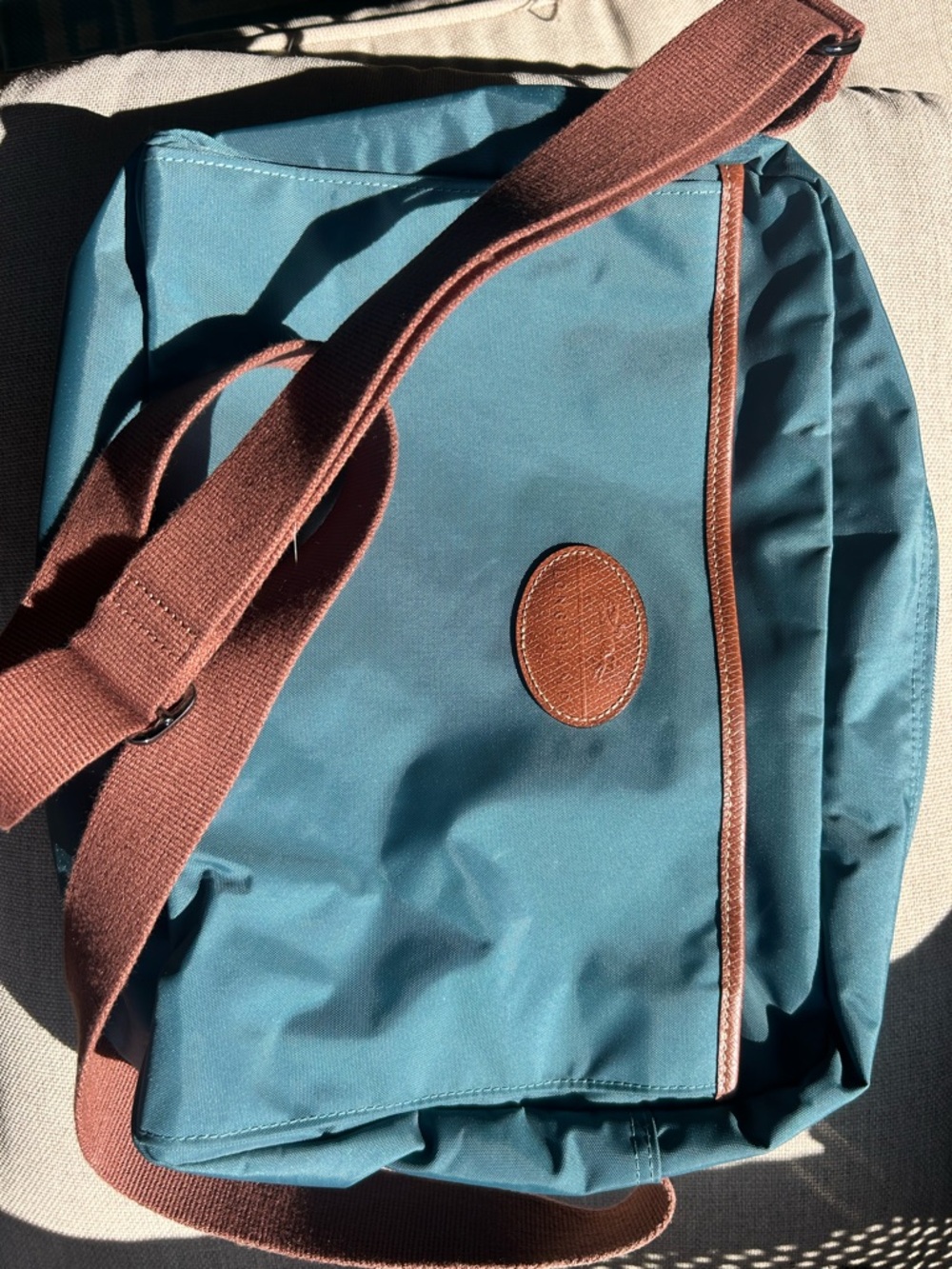 Longchamp Solid Nylon Leather Trimmed Crossbody Bag